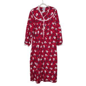 Lanz of Salzburg Flannel Polar Bear Nightgown Womens Size Small Red Oversized